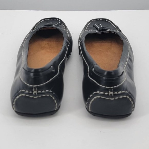 Eddie Bauer 10M Leather Tassel Loafers Womens Black Flats Non Slip Rubber Sole - Picture 3 of 7